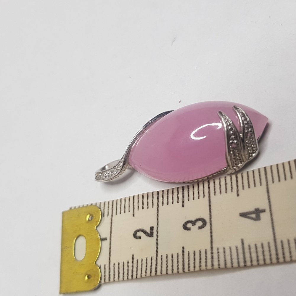 Pink Jade, .925 sterling silver, marcasite pendant